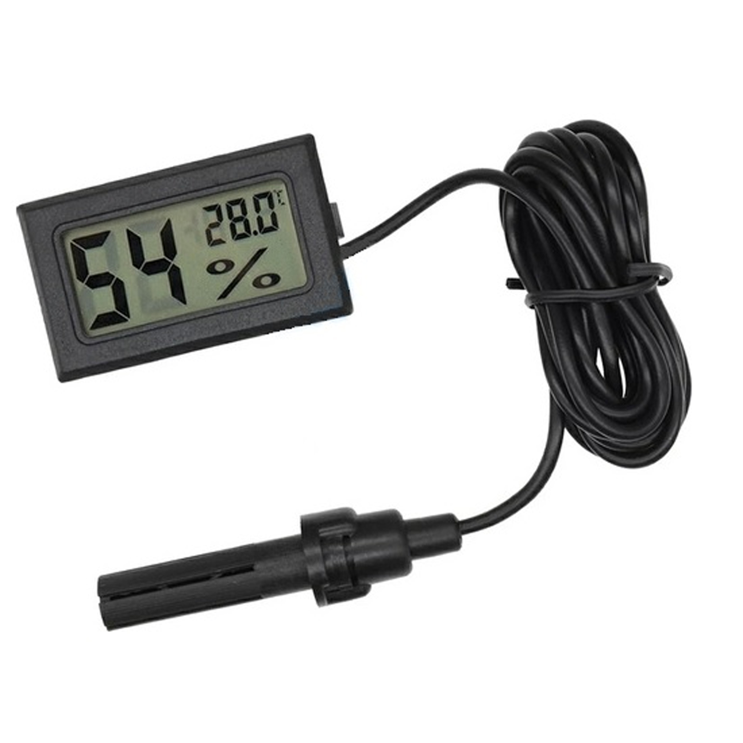 Цифровой термометр-гигрометр с выносным датчиком Черный, фото