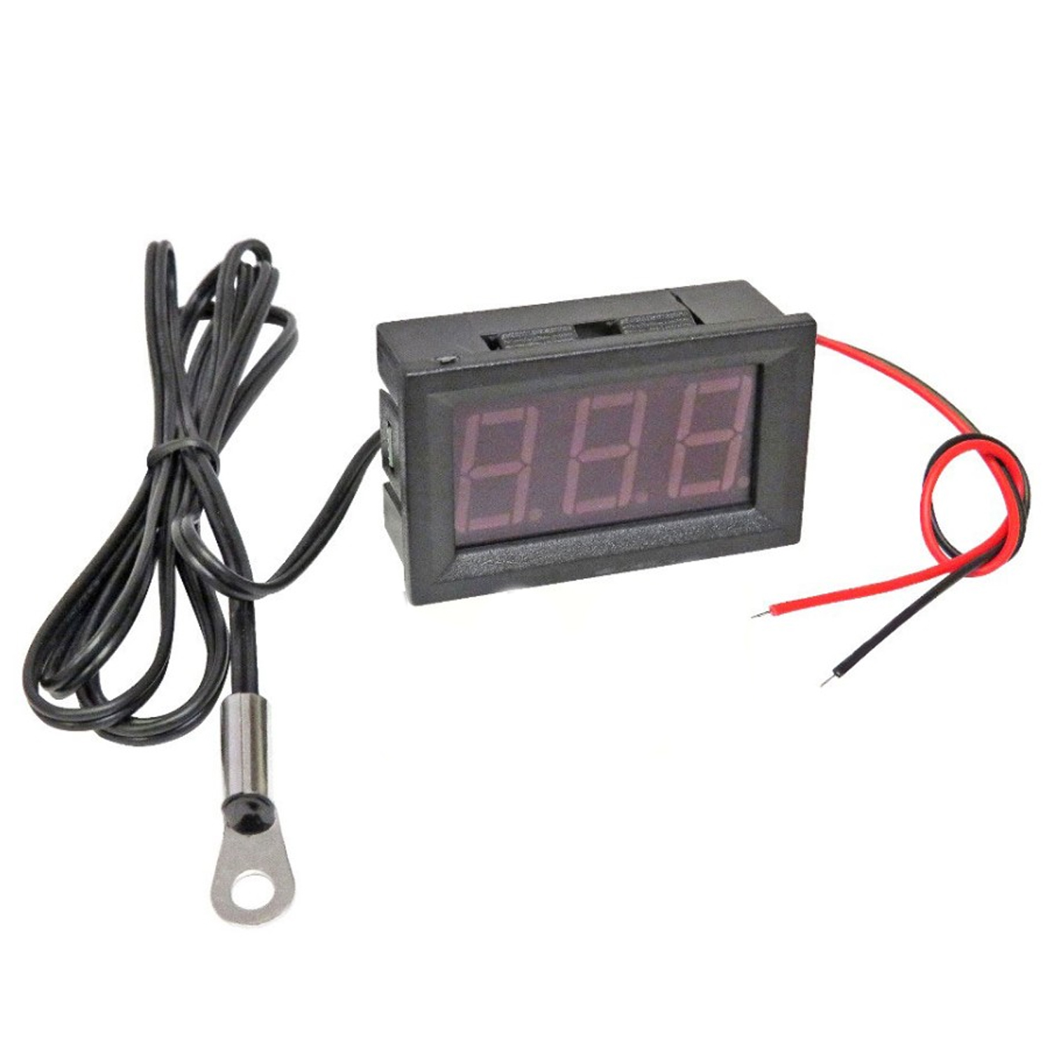 Цифровой термометр с выносным датчиком-шайбой температуры -50 до +110 °C. DC 4-12В, Красный, фото