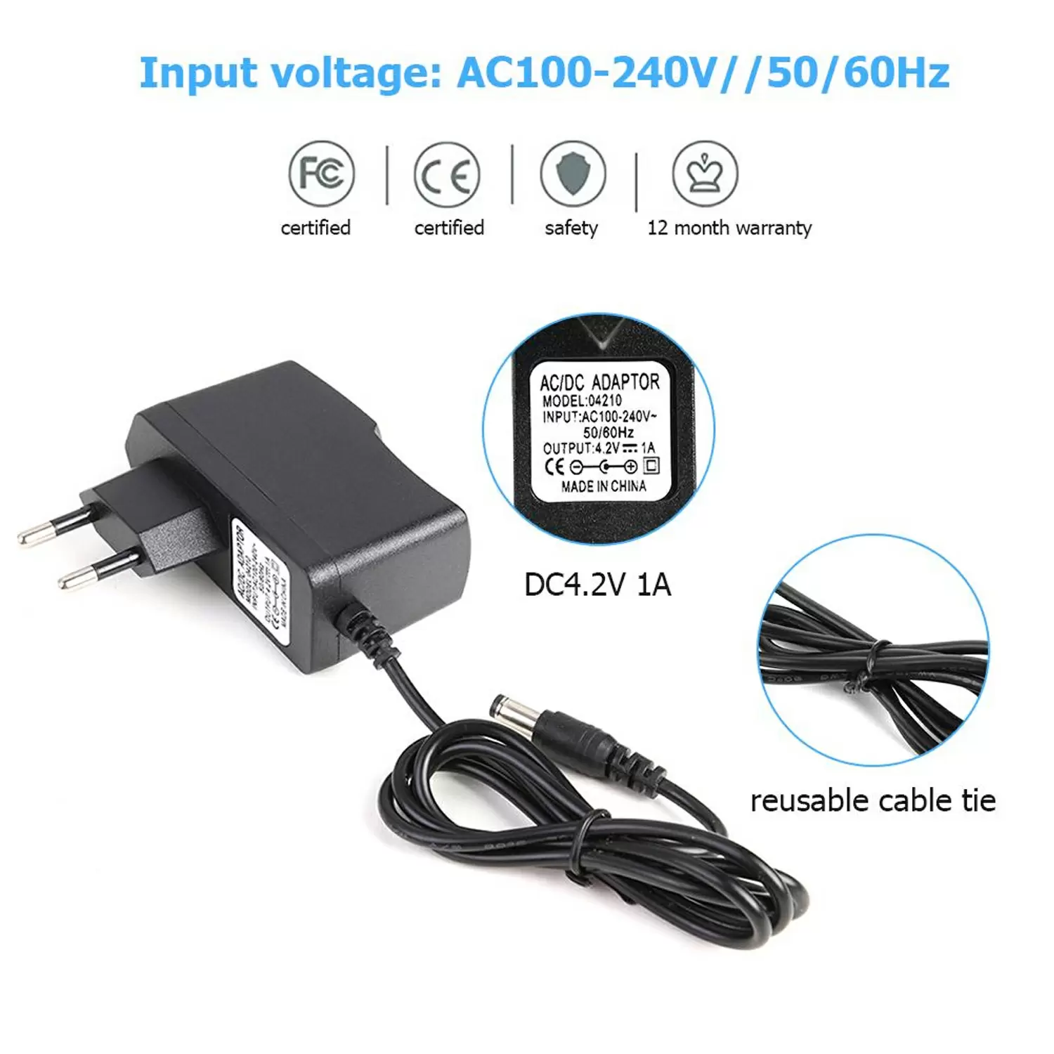 фото товара Блок питания/Зарядное устройство 4.2V 1A штекер 5.5x2.5/5.5x2.1mm