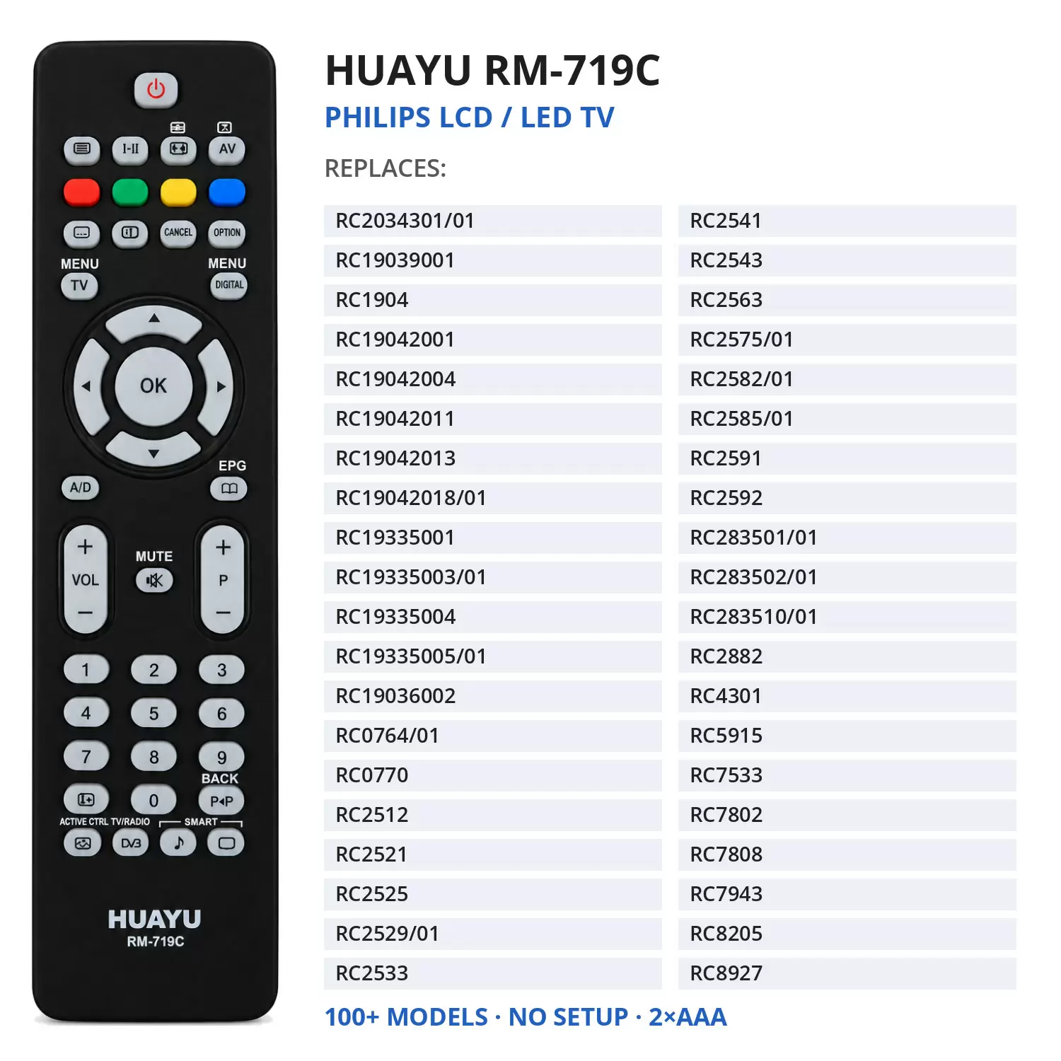 фото товара Универсальный пульт для телевизора Philips HUAYU RM-719C