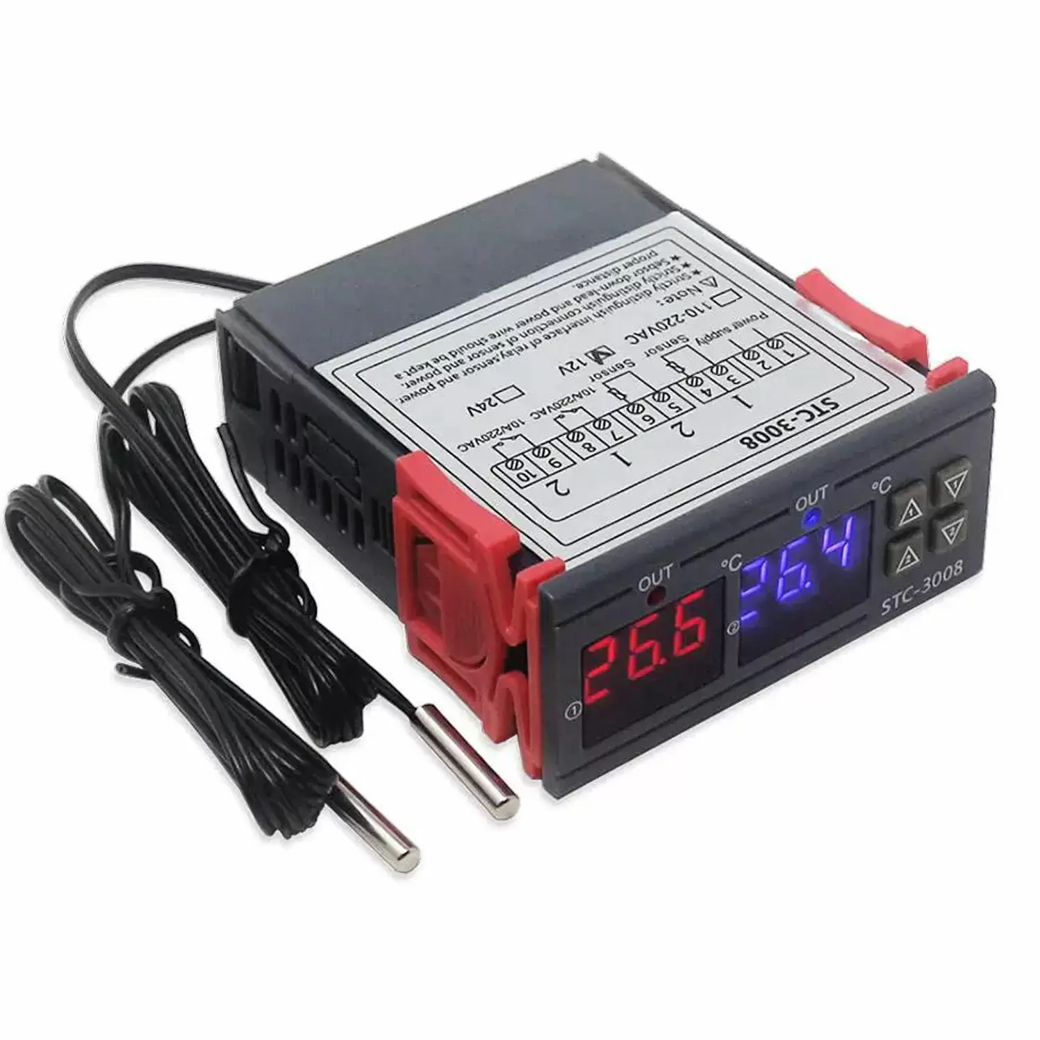 Купить Терморегулятор STC-3008 двухзонный -55-120 С, +/-1 С, 12V, 10A по низкой цене