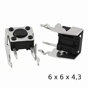 Купить Кнопка тактовая 6x6x 4.3 мм угловая по низкой цене