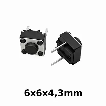 Купить Кнопка тактовая 6x6x 4.3 мм 2pin по низкой цене