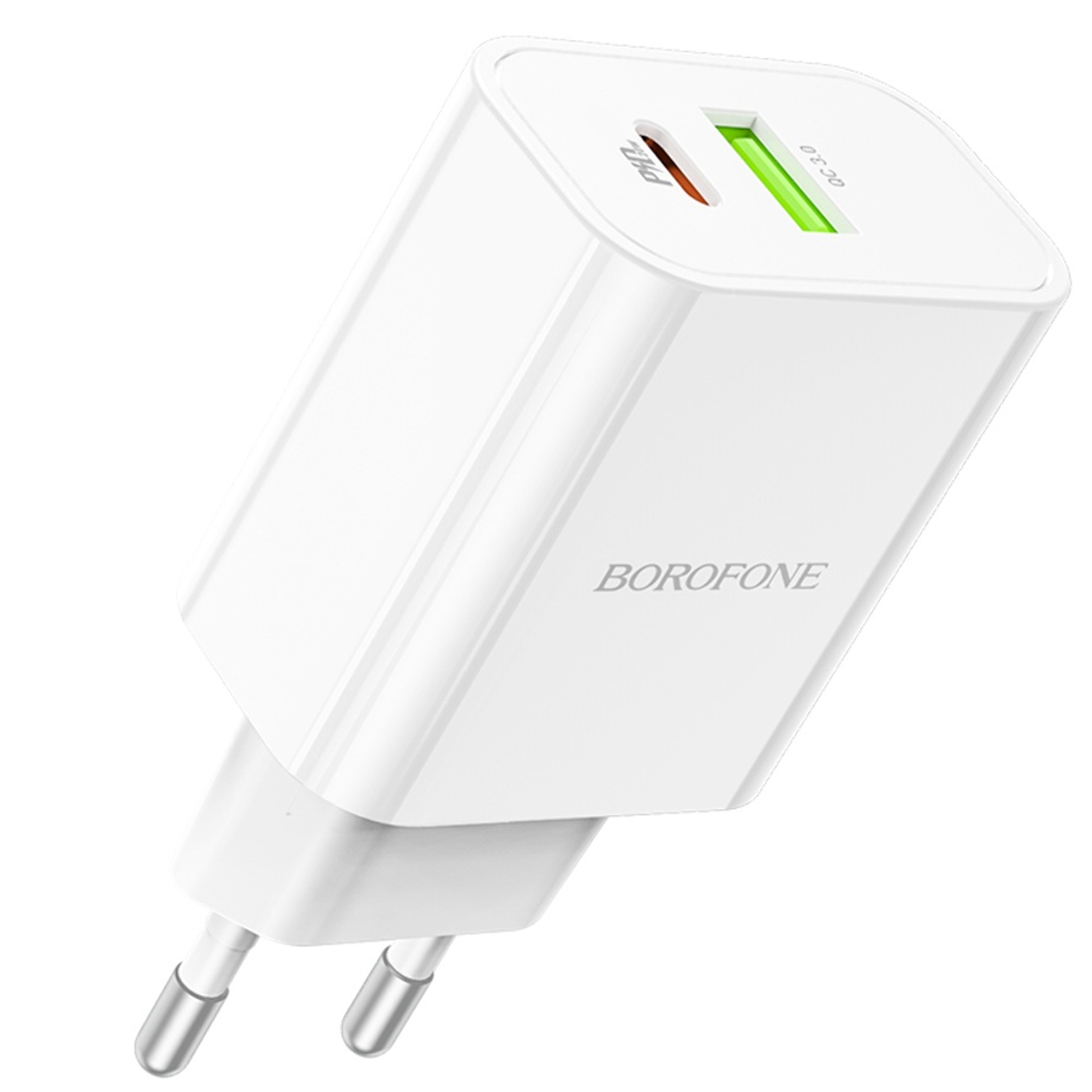 Купить Сетевое зарядное устройство Borofone BA55A USB/ Type-C QC PD 20W белое по низкой цене