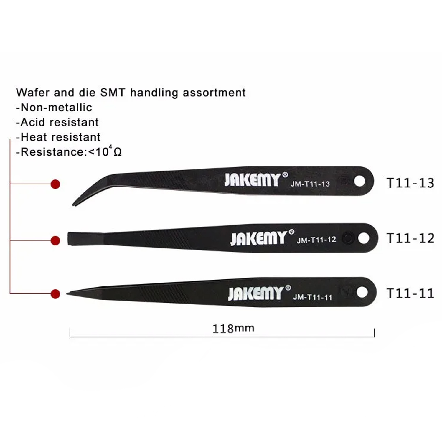 фото товара Набор пинцетов радиотехнических Jakemy JM-T11 (3шт)