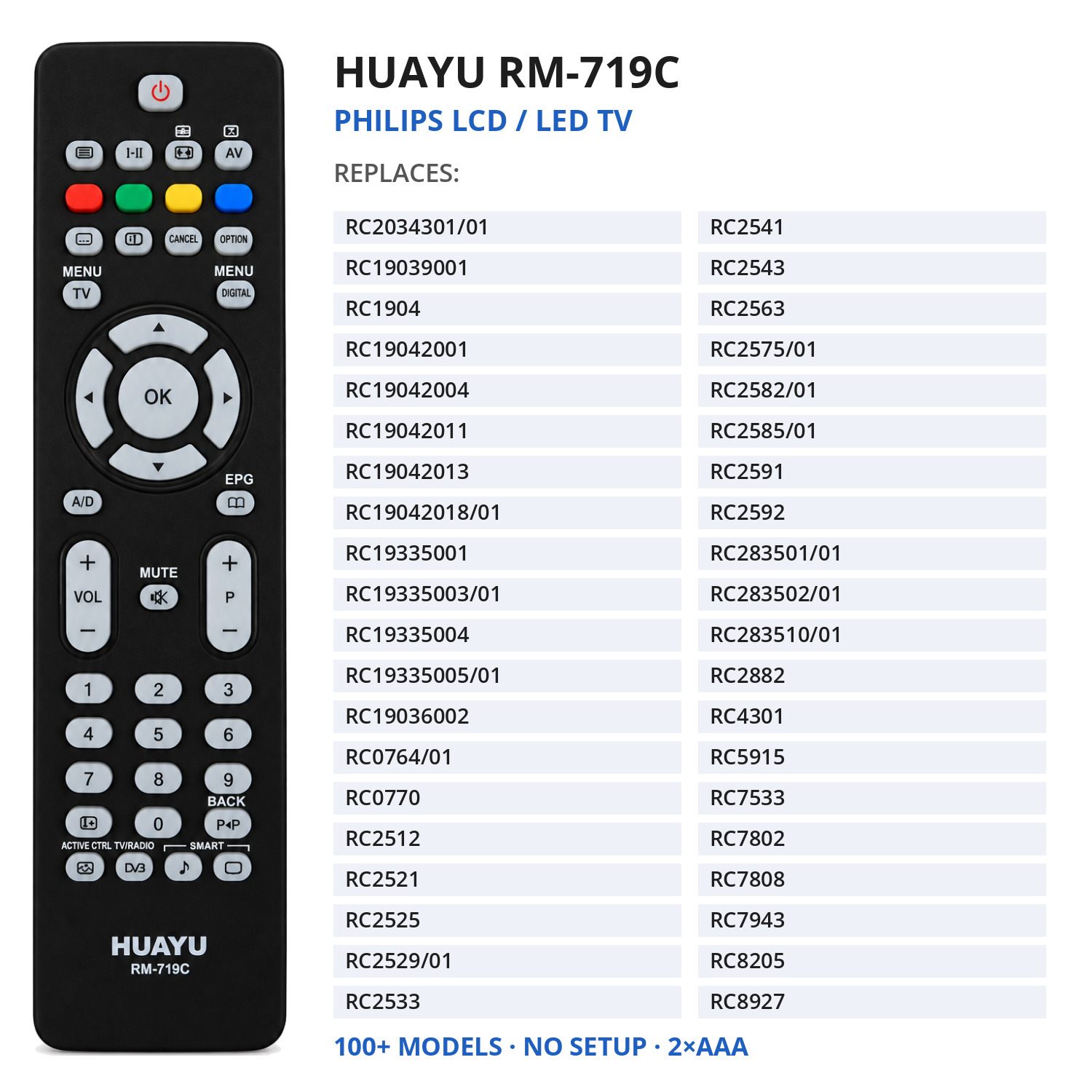 фото товара Универсальный пульт для телевизора Philips HUAYU RM-719C