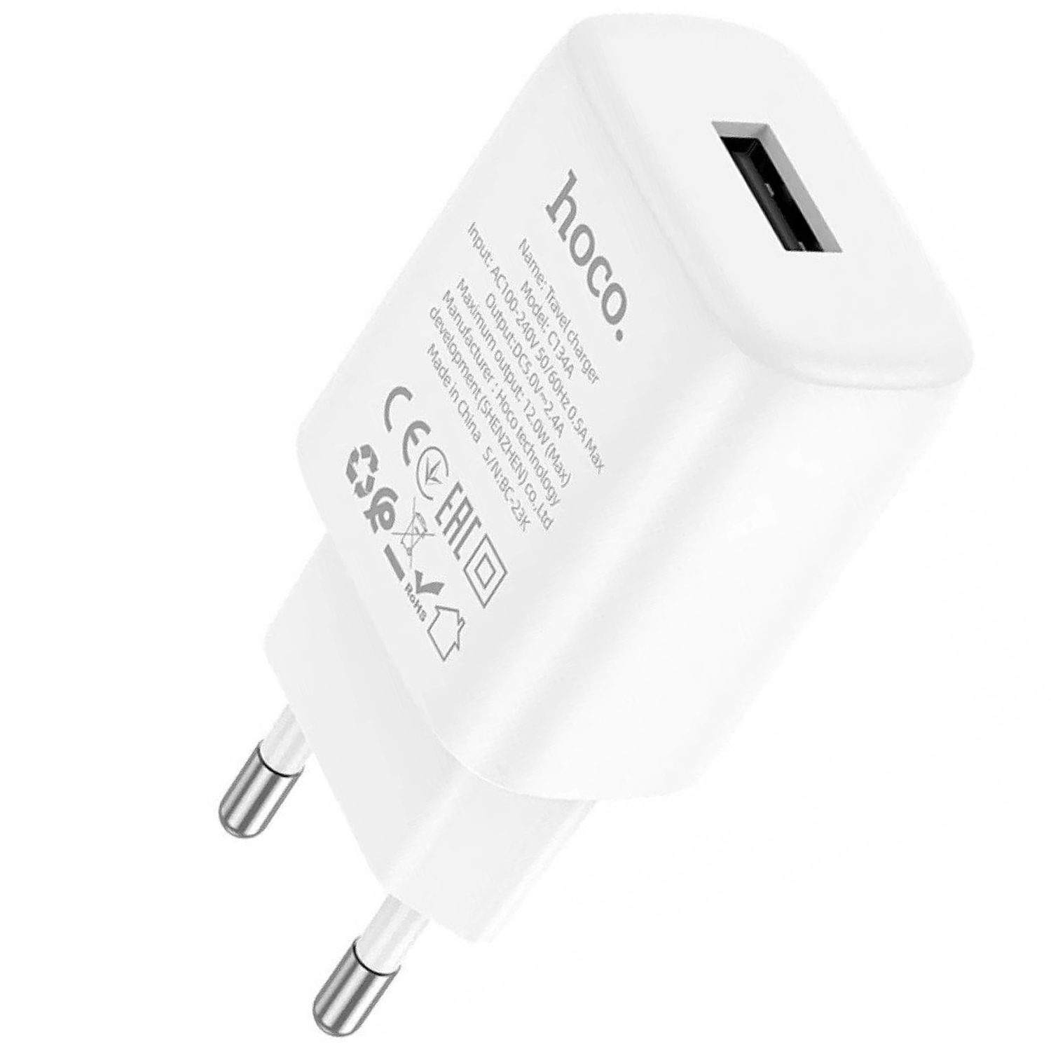 Купить Сетевое зарядное устройство Hoco C134A (12W) - White по низкой цене