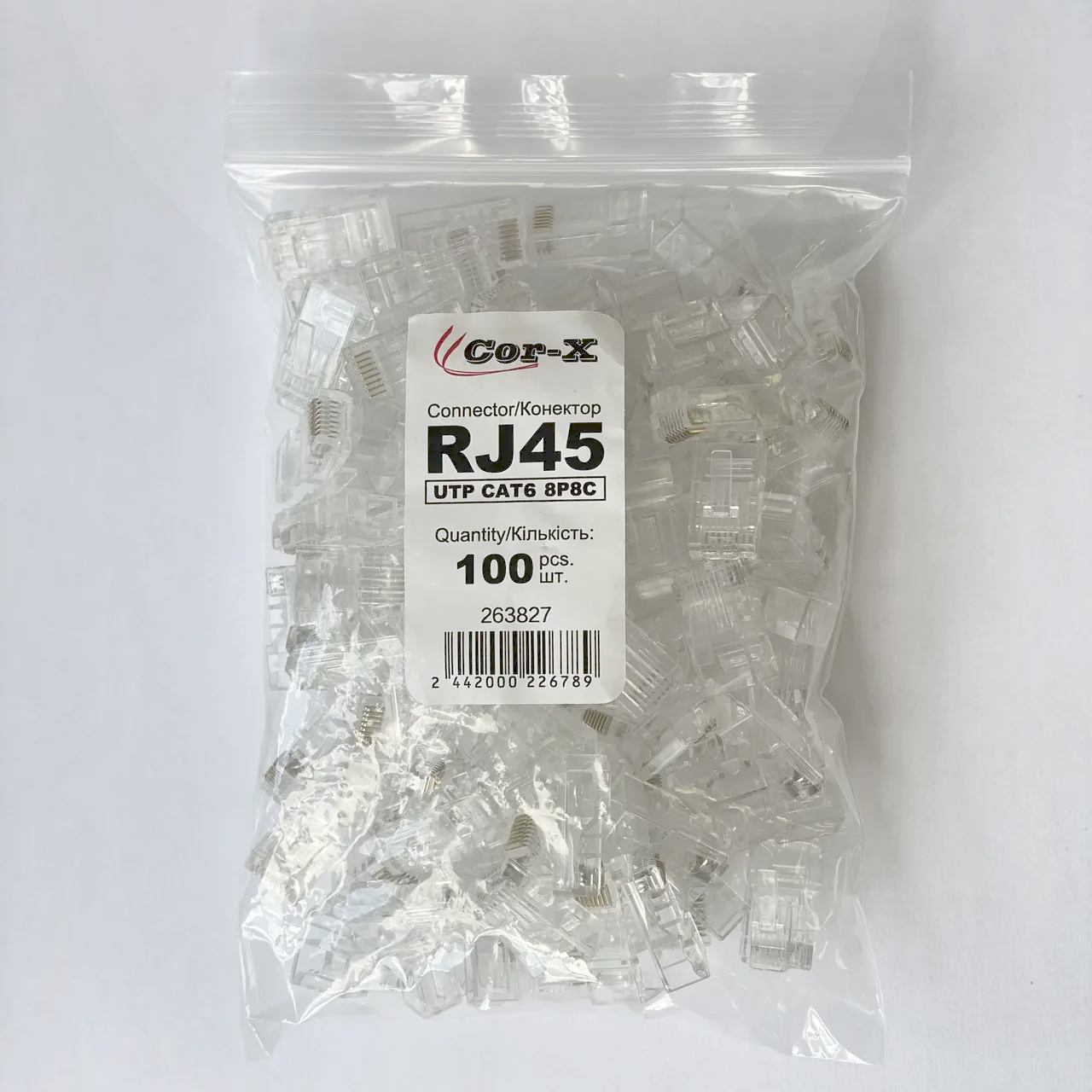 Купить Коннекторы Cor-X RJ45 CAT5E 8P8C (100 шт) по низкой цене