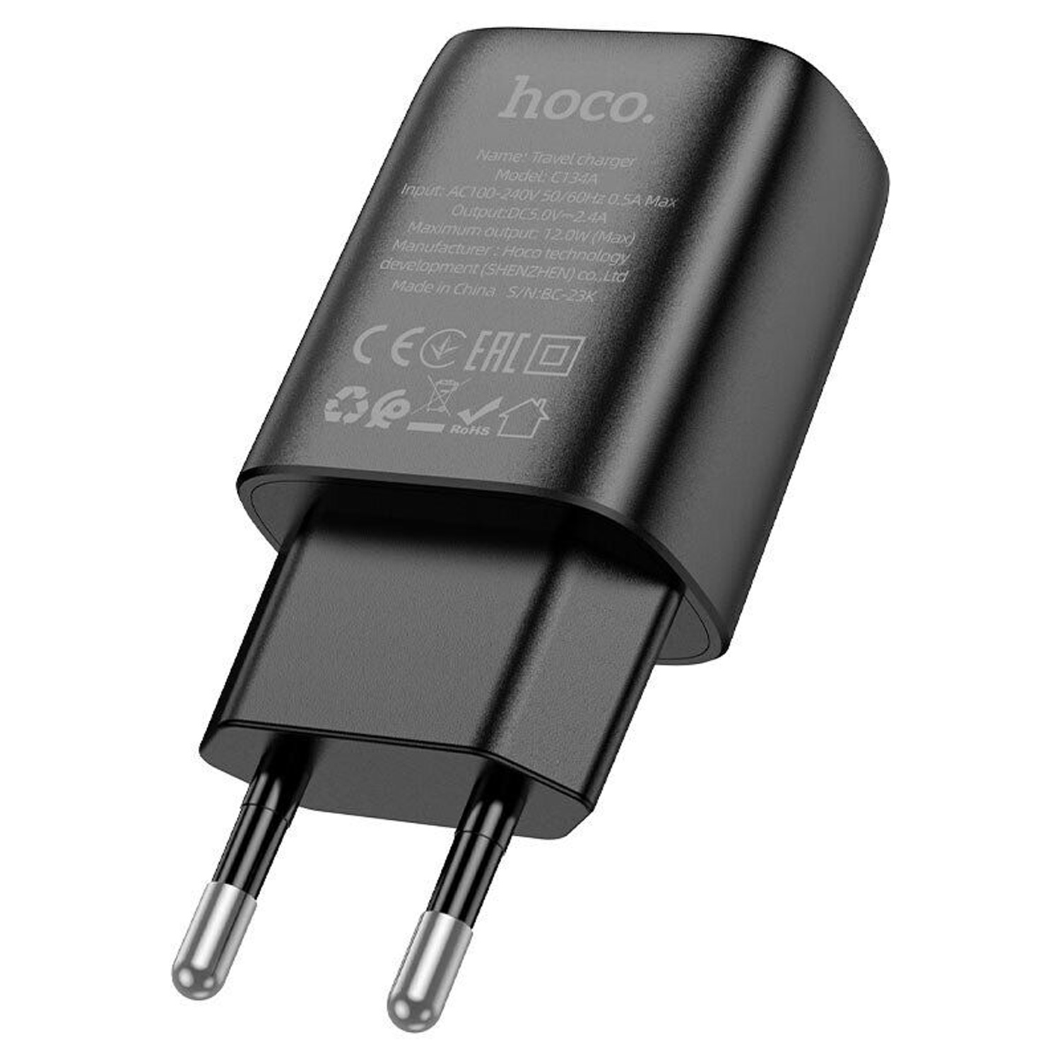 Купить Сетевое зарядное устройство Hoco C134A (12W) - Black по низкой цене
