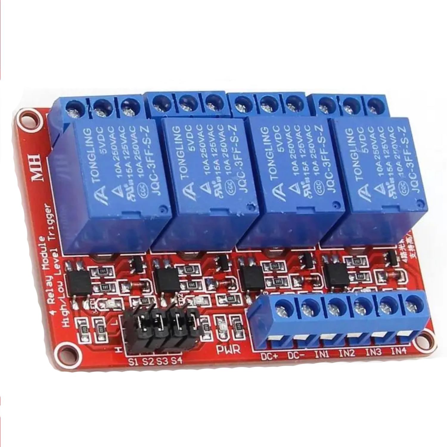 Купить Модуль реле 4-ми канальный 12V c опторазвязкой по низкой цене