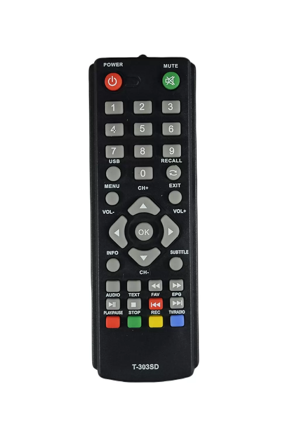 Пульт для DVB-T2 тюнера Goldmaster T-303SD фото товара Пульт для DVB-T2 тюнера Goldmaster T-303SD