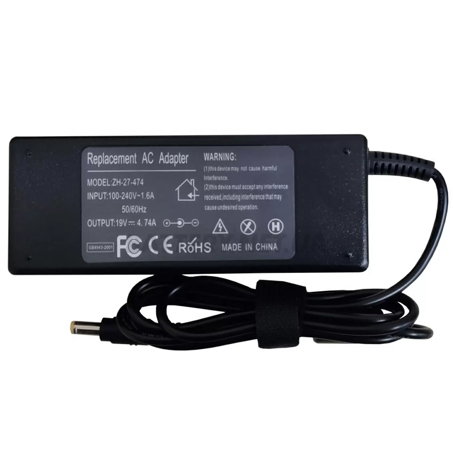 Блок питания ноутбука HP, Compaq, Toshiba, Acer, Asus, 19V, 4.74A, 4,8/1,7мм фото товара Блок питания ноутбука HP, Compaq, Toshiba, Acer, Asus, 19V, 4.74A, 4,8/1,7мм