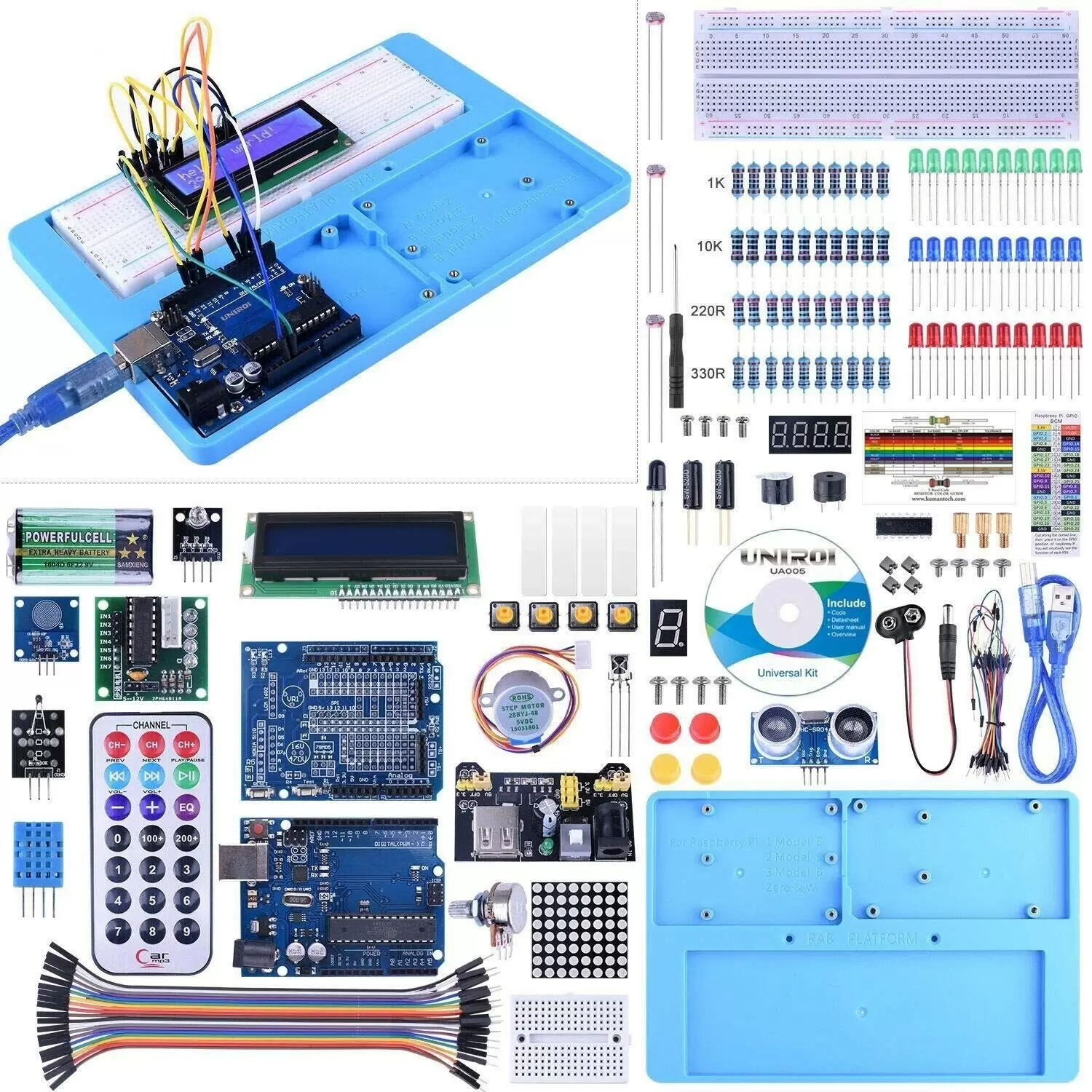 Стартовый комплект UNIROI Ultimate на 217 предметов. Совместимый с Arduino IDE 328P + Руководство PDF фото товара Стартовый комплект UNIROI Ultimate на 217 предметов. Совместимый с Arduino IDE 328P + Руководство PDF